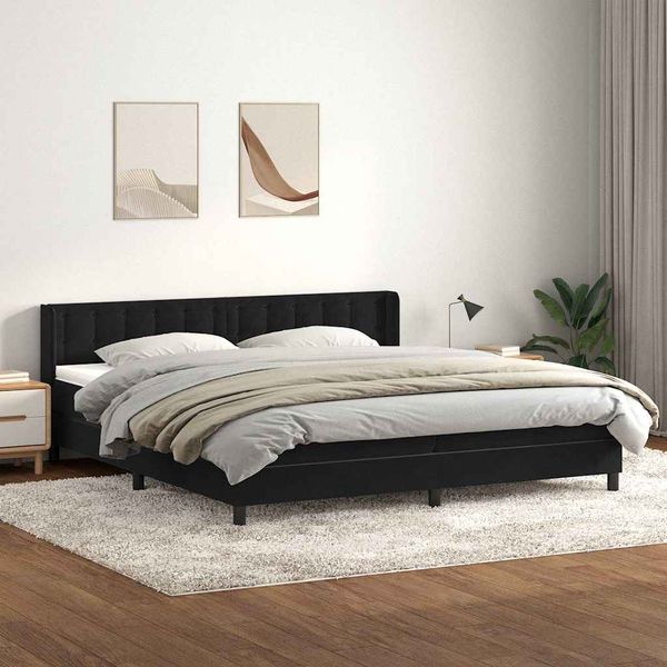 vidaXL Box Spring Posteľ s matracom Čierna 200x210 cm Zamat
