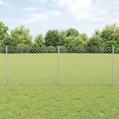 vidaXL Retiazkový plot s podperou 10 x 0,8 m Strieborná Sieťovina