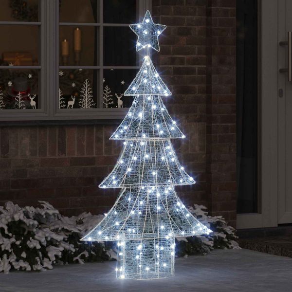 vidaXL Vianočný stromček s 160 LED-i Studená biela 150 cm Akryl