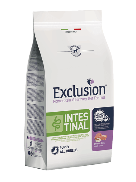 EXCLUSION INPA08 INTESTINAL PUPPY veterinárne krmivo pre šteniatka 800g, bravčové/ryža