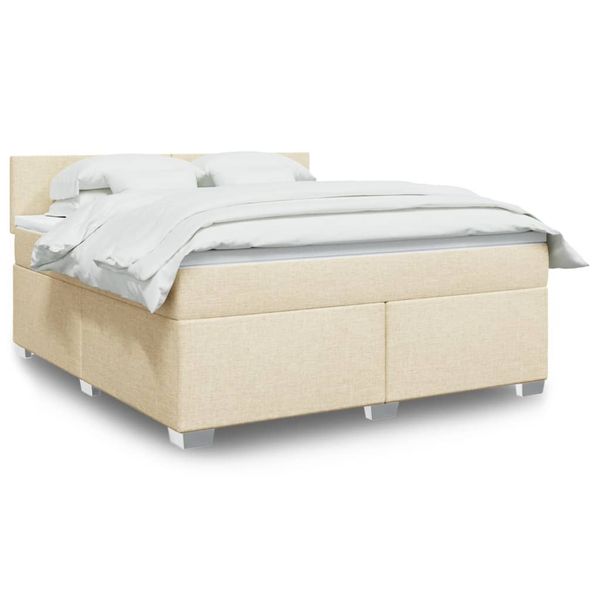 vidaXL Posteľný rám boxspring s matracom krémový 180x200 cm látka