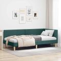 vidaXL Rohový rám postele s čelnou doskou Tmavozelená 90 cm x 190 cm