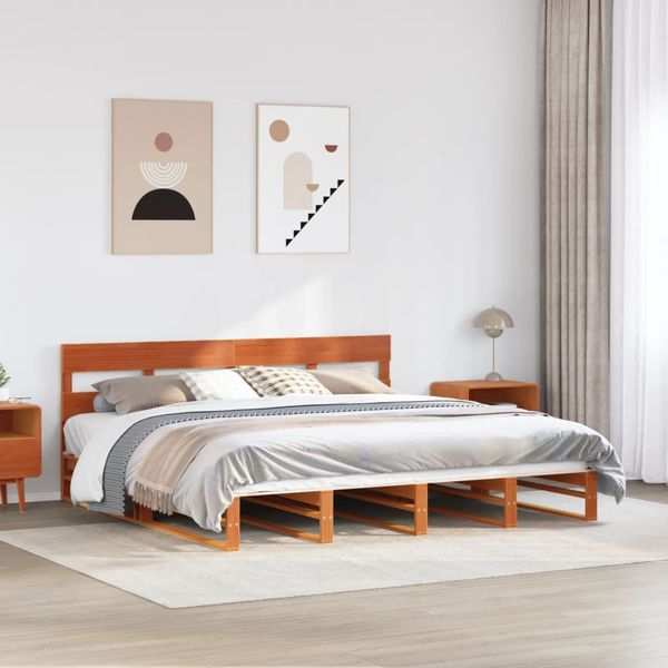 vidaXL Posteľ bez matraca voskovo hnedá 180x200 cm masívna borovica