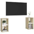 vidaXL TV skrinky 2 ks, biela+sonoma 72x35x36,5 cm, kompozitné drevo