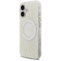 Guess puzdro Magsafe IML puzdro Kvety elektroplatované allover s korálkovým remienkom pre iPhone 17 biela