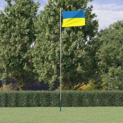 vidaXL Vlajka Ukrajiny a tyč 6,23 m hliník