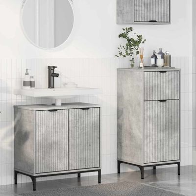 vidaXL Sada kúpeľňového nábytku so zásuvkou 2 pcs Betónová šedá