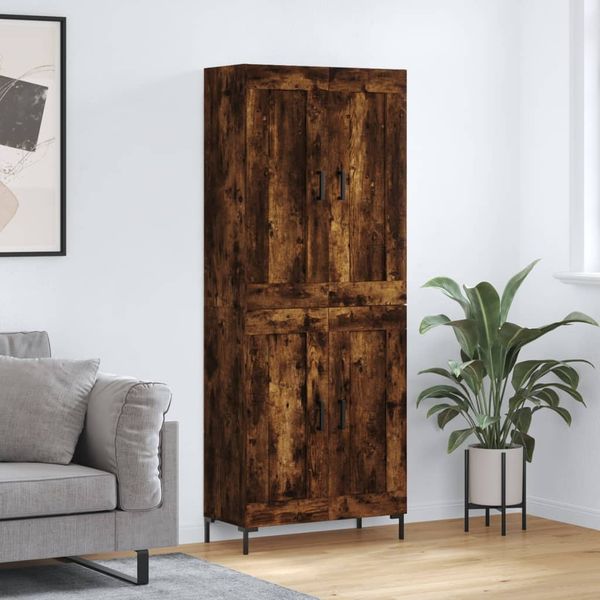 vidaXL Vysoká skrinka dymový dub 69,5x34x180 cm spracované drevo