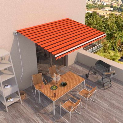 vidaXL Automaticky zaťahovacia markíza 400x350 cm oranžová a hnedá