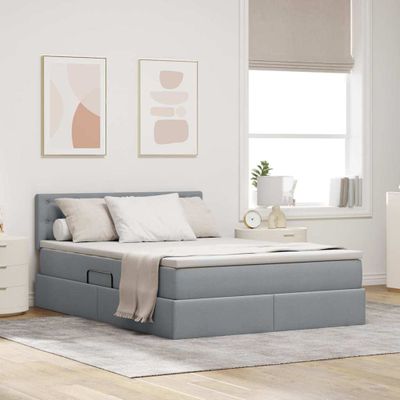 vidaXL Postel s úložným prostorem a matrací Svetlosivá 140 x 200 cm