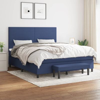 vidaXL Posteľný rám boxspring s matracom modrý 160x200 cm látka