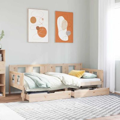 vidaXL Denná posteľ so zásuvkami 90x200 cm masívna borovica