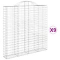 vidaXL Oblúkový gabionový kôš 9 ks 200x30x200/220cm pozinkované železo