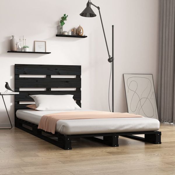 vidaXL Posteľný rám čierny 90x200 cm masívna borovica