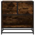 vidaXL Nočný stolík, dymový dub 60x31x60 cm, kompozitné drevo+kov