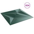 vidaXL Nástenné panely 24 ks 50 x 50 cm Star Zelený XPS Pena