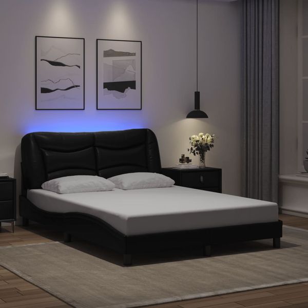 vidaXL Rám postele s LED bez matraca, Hvar, čierny 140x200 cm