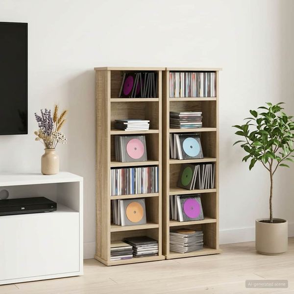 vidaXL CD Skrinka 2 ks Dub sonoma 60 x 17 x 92 cm Kompozitné drevo