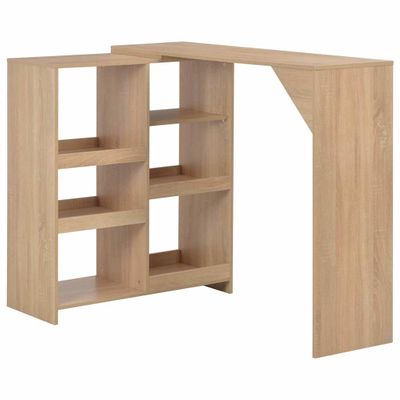 vidaXL Barový stôl s pohyblivou poličkou, dubová farba 138x39x110 cm