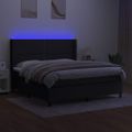 vidaXL Posteľ boxsping s matracom a LED čierna 180x200 cm látka