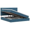 vidaXL Postel s úložným prostorem a matrací Tmavomodrá 200 x 200 cm