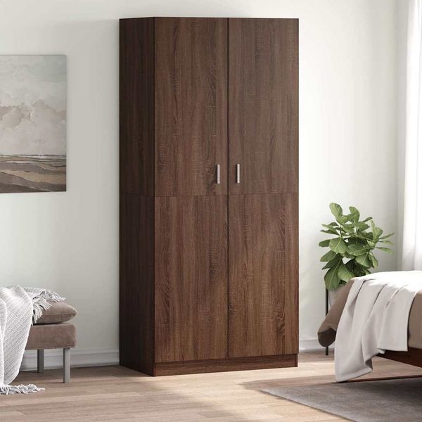 vidaXL Šatník dymový dub 90x52x200 cm spracované drevo