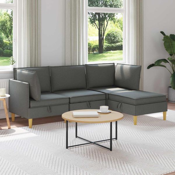 vidaXL Modulárny pohovkový set s úložným priestorom 4 pcs Tmavosivá