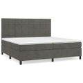 vidaXL Posteľný rám boxspring s matracom tmavosivý 200x200 cm zamat