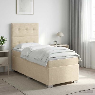 vidaXL Posteľ boxspring s matracom Krémová 100 x 200 cm Látka