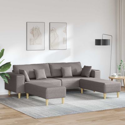 vidaXL Pohovka s vankúšom 3 pcs Sivohnedá látka