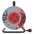 Predlžovací kábel EMOS P194252 na bubne 25 m / 4 zásuvky / červený / PVC / 230 V / 1 mm2