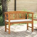 vidaXL Ružová lavička s vankúšom Krémová biela 114 x 46 x 82,5 cm