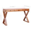 vidaXL Počítačový stôl prírodná farba 132x47x77 cm masívne mahagónové drevo