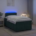 vidaXL Posteľ s boxspringom a matracom a LED Tmavozelená 120 x 200 cm