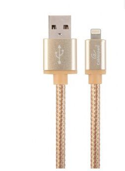 textilný kábel z USB na lightning (Apple), 1,8m, zlatý, CABLEXPERT