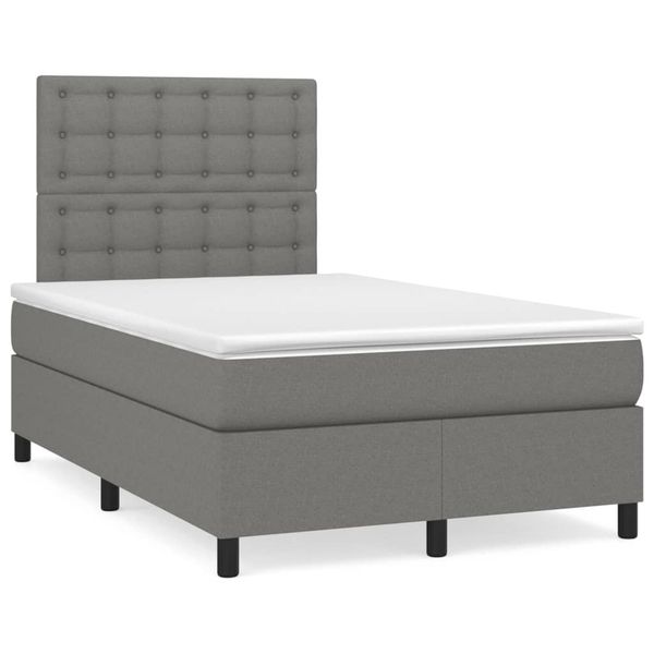 vidaXL Boxspring posteľ s matracom a LED, tmavosivá 120x190 cm, látka