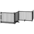 vidaXL Brána pre psa dvere sklad. 6-panel. čierna 480cm topoľové drevo