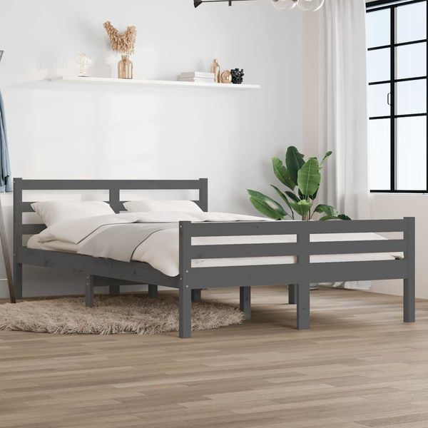 vidaXL Posteľný rám sivý masívne drevo 140x200 cm