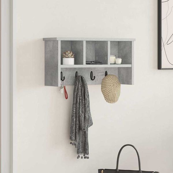 vidaXL Vešiak na stenu Betónová šedá 50 x 16 x 26 cm Kompozitné drevo