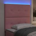vidaXL LED hlavová doska s LED pásikmi Ružová 90 cm Zamat