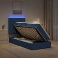 vidaXL LED úložná posteľ s matracom Modrá 100 x 200 cm Látka