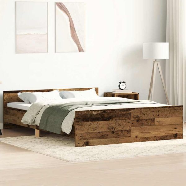 vidaXL Posteľný rám bez matraca staré drevo 150x200cm kompozitné drevo