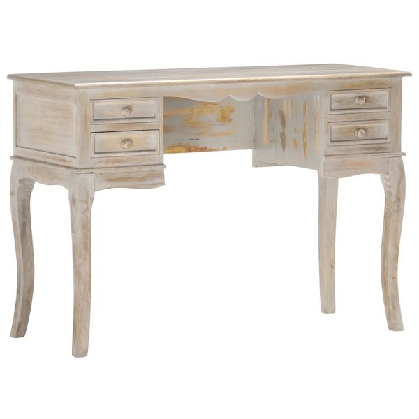 vidaXL Písací stôl, sivý 115x45x75 cm, mangový masív