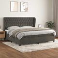 vidaXL Posteľný rám boxspring s matracom tmavosivý 200x200 cm zamat