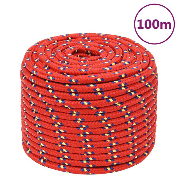 vidaXL Lodné lano červené 12 mm 100 m polypropylén