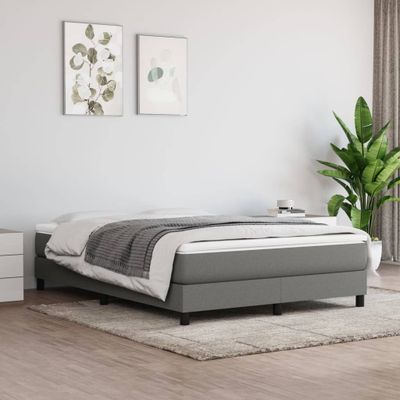 vidaXL Posteľný rám s boxspringom tmavosivá 140x200 cm látka