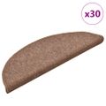 vidaXL Schodové rohože 30 ks 56x17x3 cm hnedé polkruhové