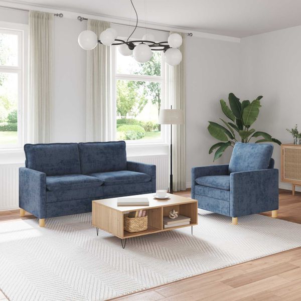 vidaXL Sada pohoviek 2 pcs Modrá Polyester