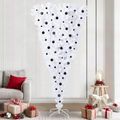 vidaXL Umelý vianočný stromček s 300 LED-i Biela 240 cm PVC a oceľ