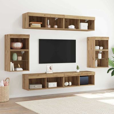 vidaXL Zostava TV skriniek Nástenný 8 pcs dub artisan Kompozitné drevo